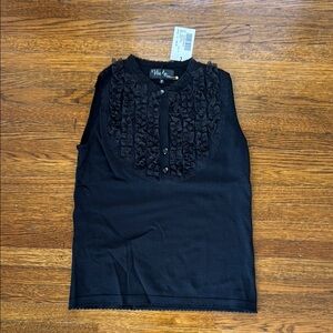 Black Sleeveless Ruffle Top